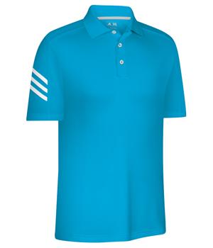 Golf Clothing - Golf Shirts - Adidas Golf Shirt - Adidas ClimaCool 3-Stripe  Blue Polo Golf Shirt